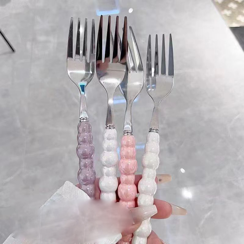 Kitchen Gadgets Pasta - Pearl Handle Fork For Dessert Household