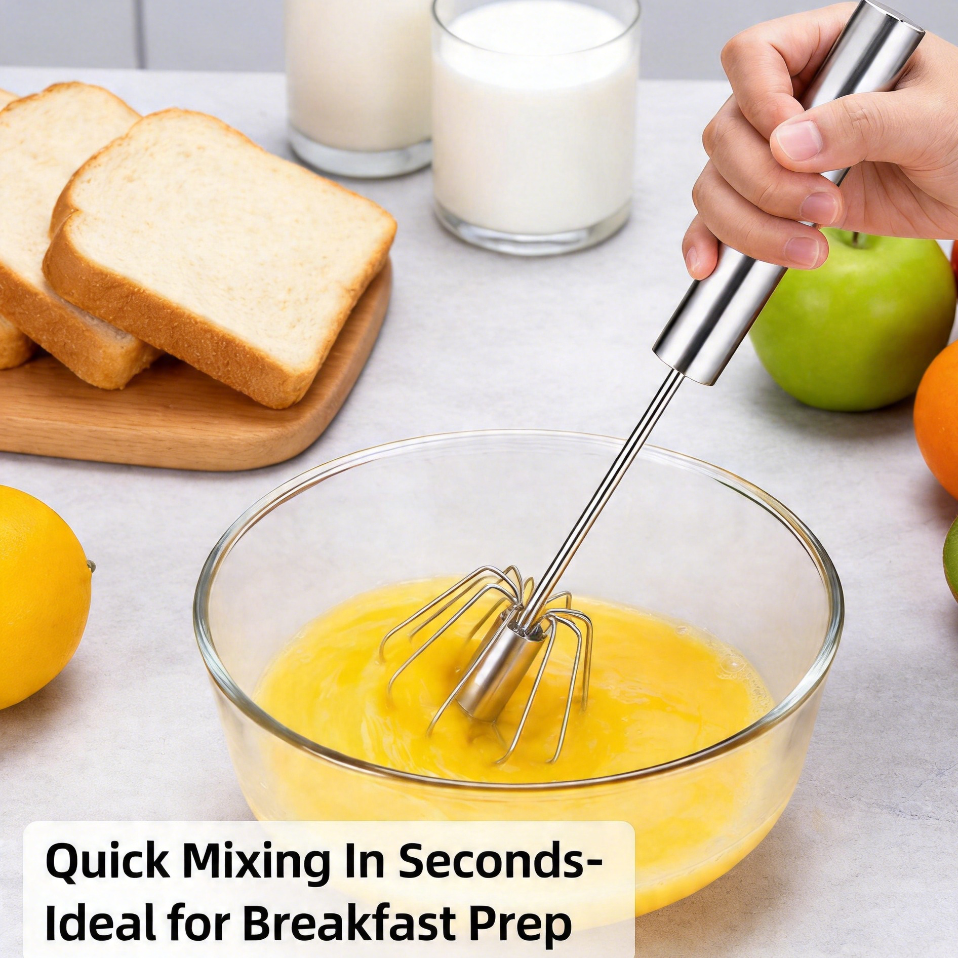 Kitchen Gadgets Mixer - Stainless Steel Egg-Beater Durable Semi-Automatic Mixer