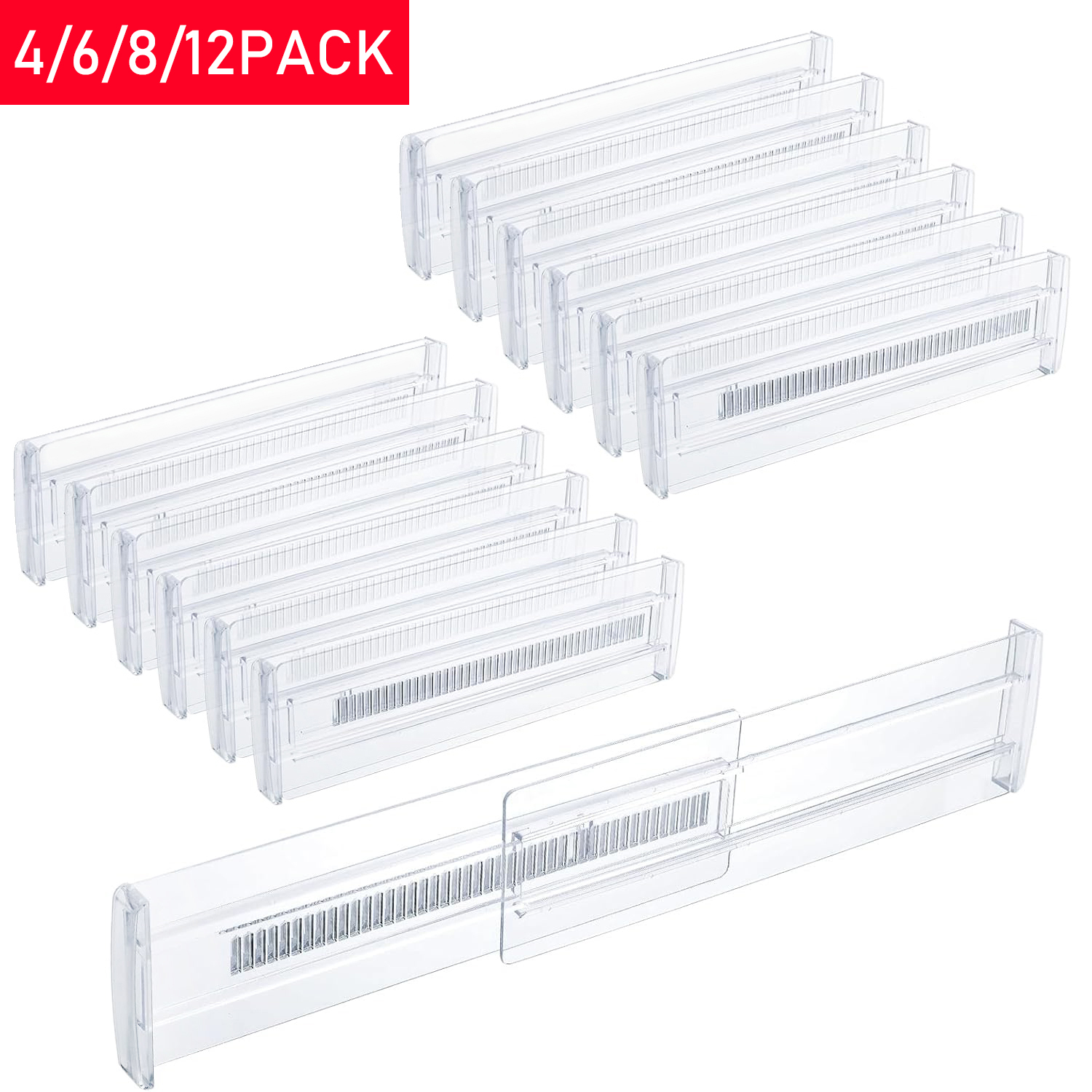Kitchen Gadgets Organizer - 4/6/8/12 Pack Expandable Drawer Dividers, Drawer