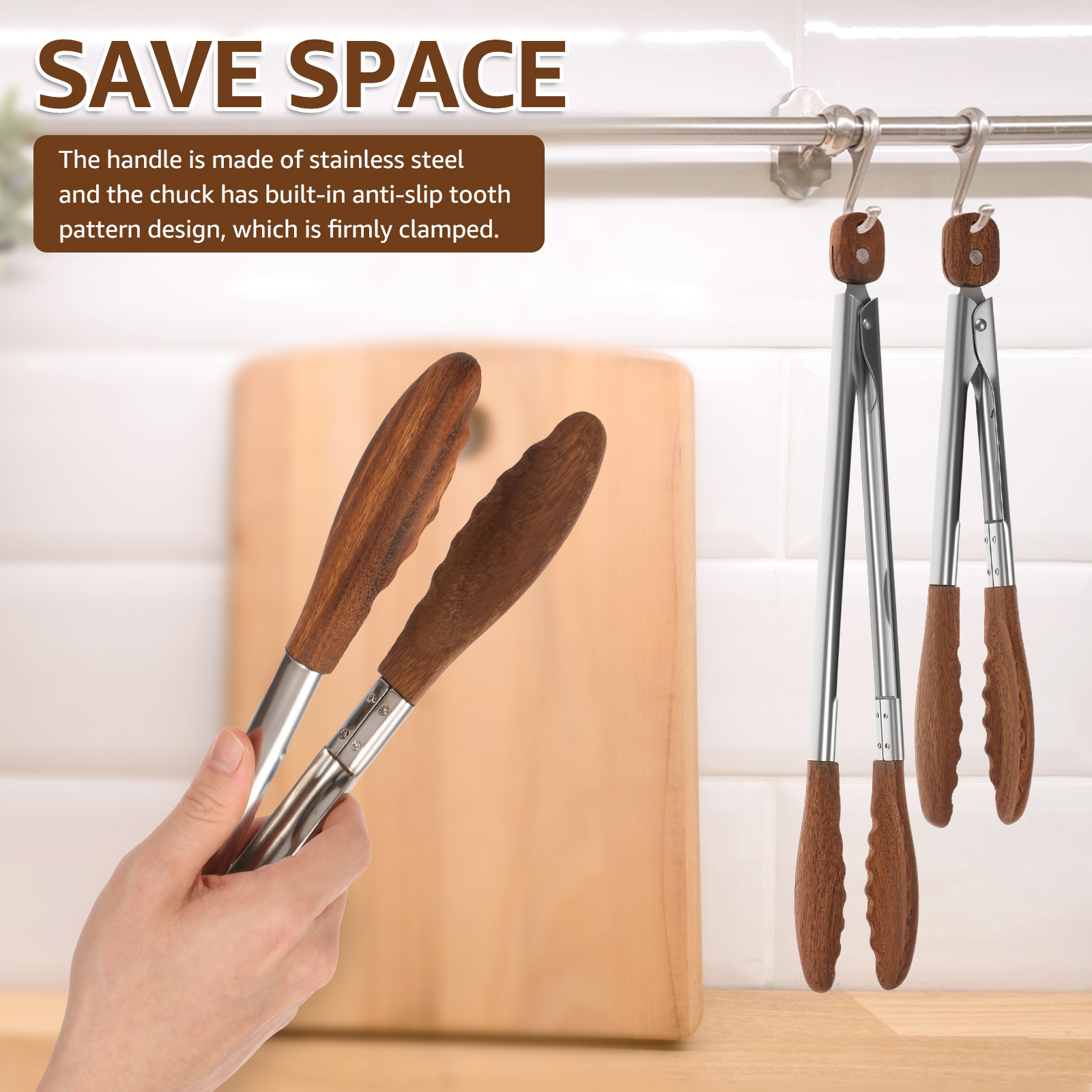2/3 Pcs Food Tongs Walnut Wood - Kitchen Gadgets You Need ulasan dan harga