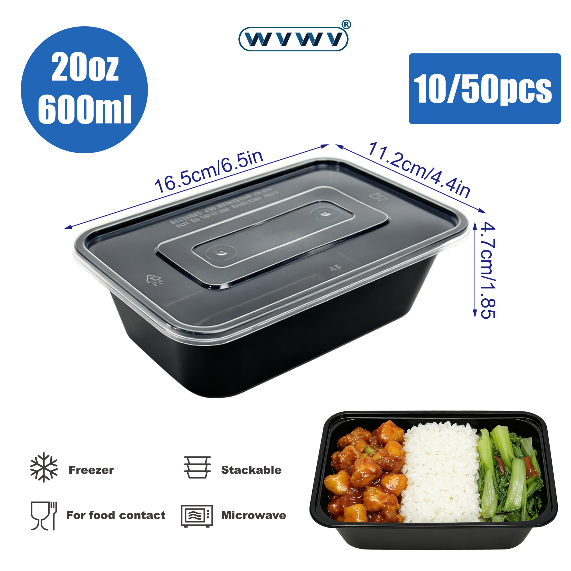 10/50Pcs 20Oz/600Ml Black Lunc - Kitchen Gadgets Store ulasan dan harga