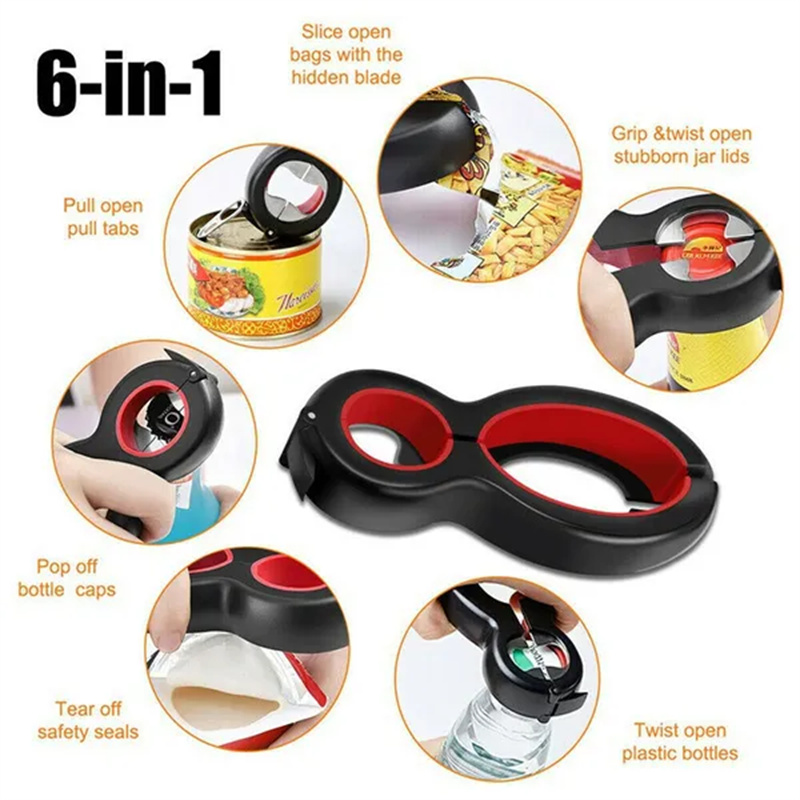 6 In 1 Bottle Opener Multifunc - Kitchen Gadgets Jar Openers ulasan dan harga