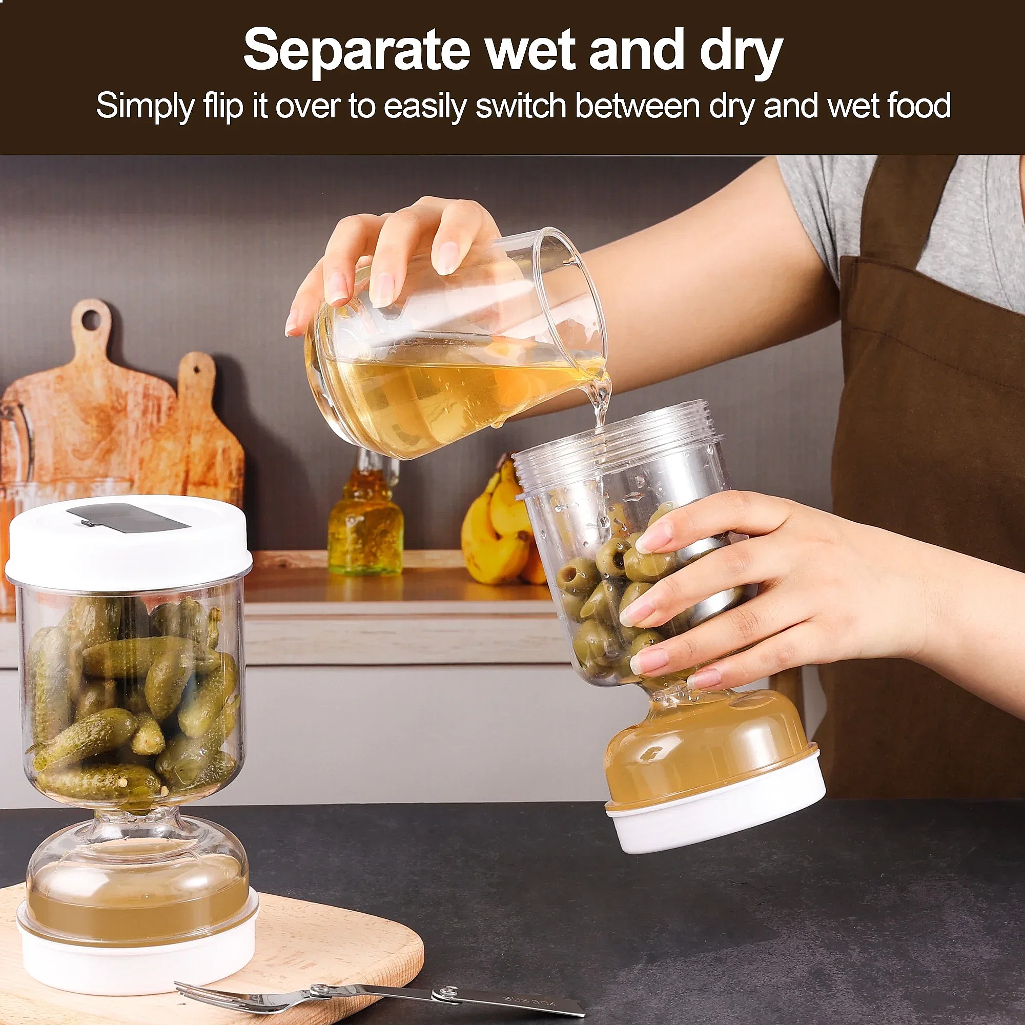 Olive and Pickle Strainer Jar  - Korean Kitchen Gadgets ulasan dan harga